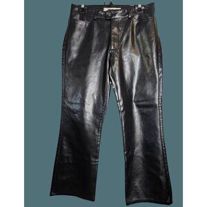 Mavi Women's Chrissy Boot Cut Pants Black Faux Leather Size 33/30 Mob Wife Biker